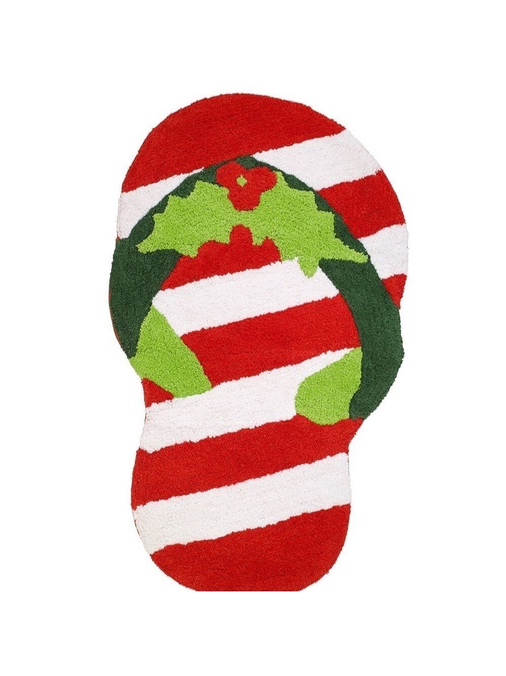 Avanti Flip Flop Festive Red White Stripe Holly Holiday Rug Bath Mat NEW!